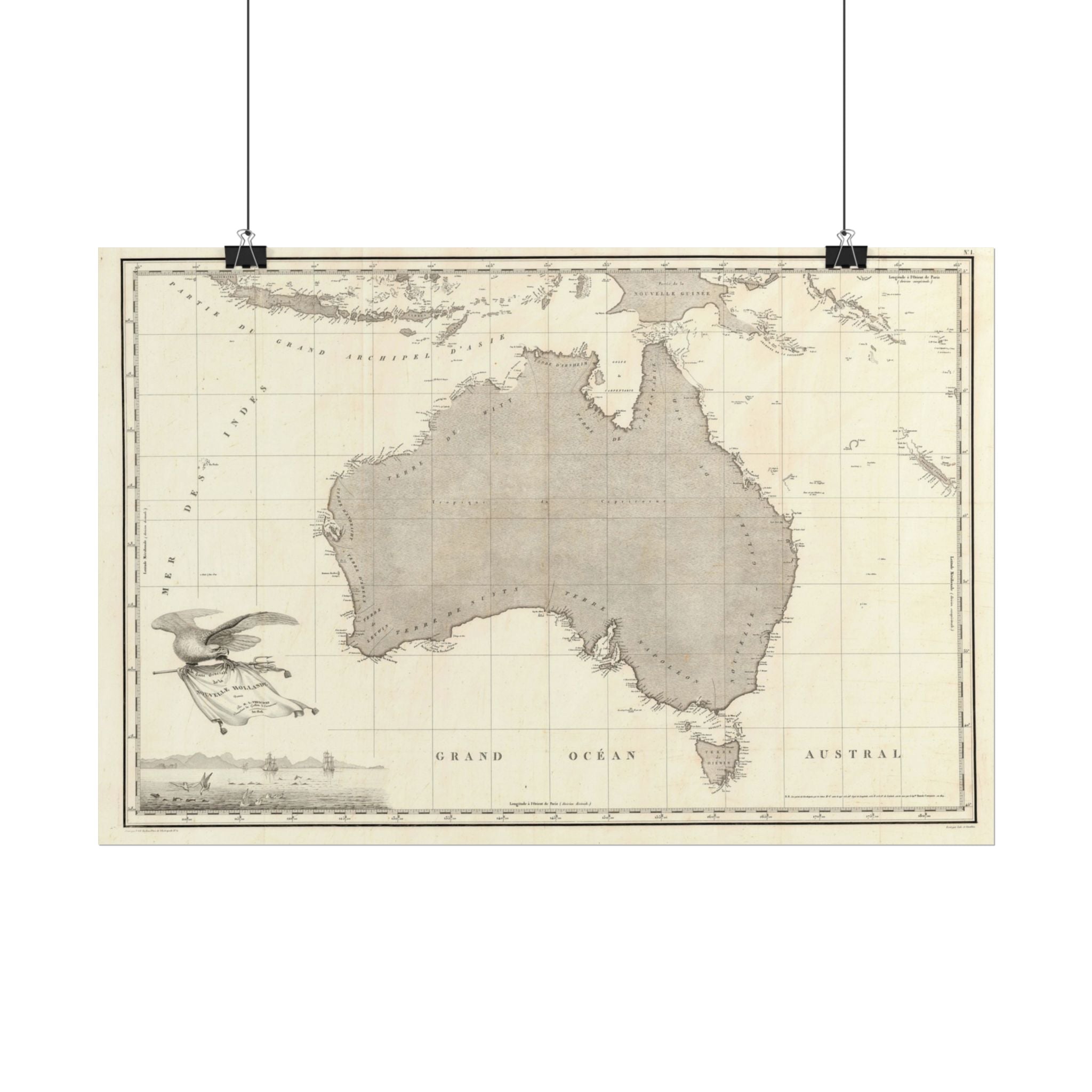 Australia Historic Map (c. 1811) Rolled Poster | Vintage Map Wall Art