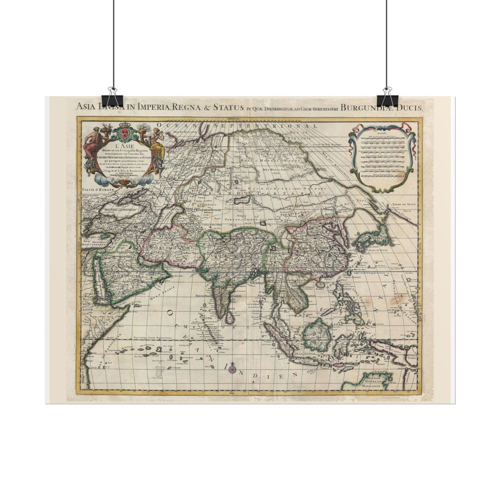 Asia and Grande Tartarie Historic World Map (c. 1730) Rolled Poster | Antique State Map Wall Art