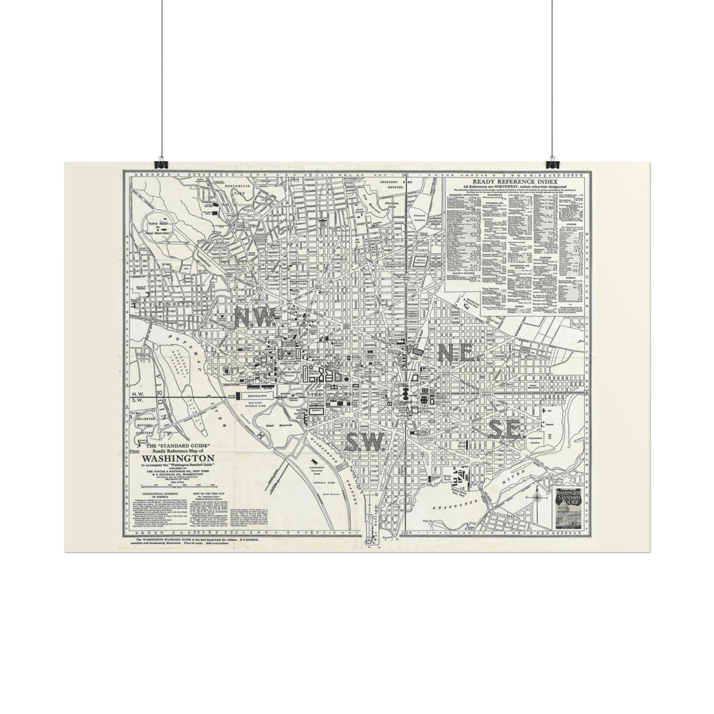 Washington DC (c. 1937) Historic City Map Rolled Poster | Vintage Map Wall Art