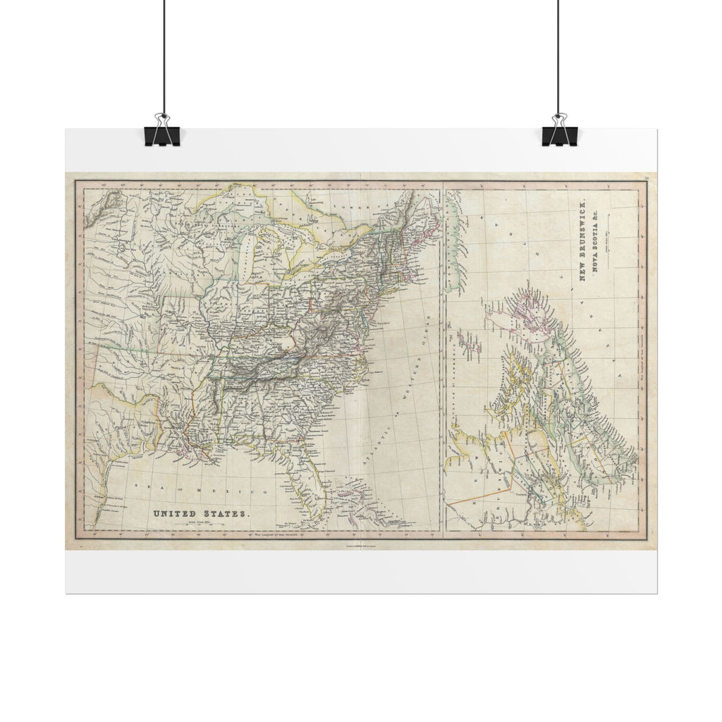 United States of America Historic Map (c. 1830) Rolled Poster | Vintage Map Wall Art