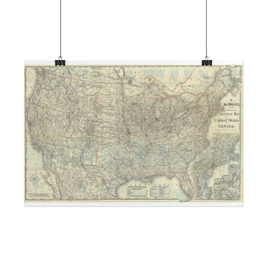 United States of America Historic Map (c. 1883) Rolled Poster | Vintage Map Wall Art