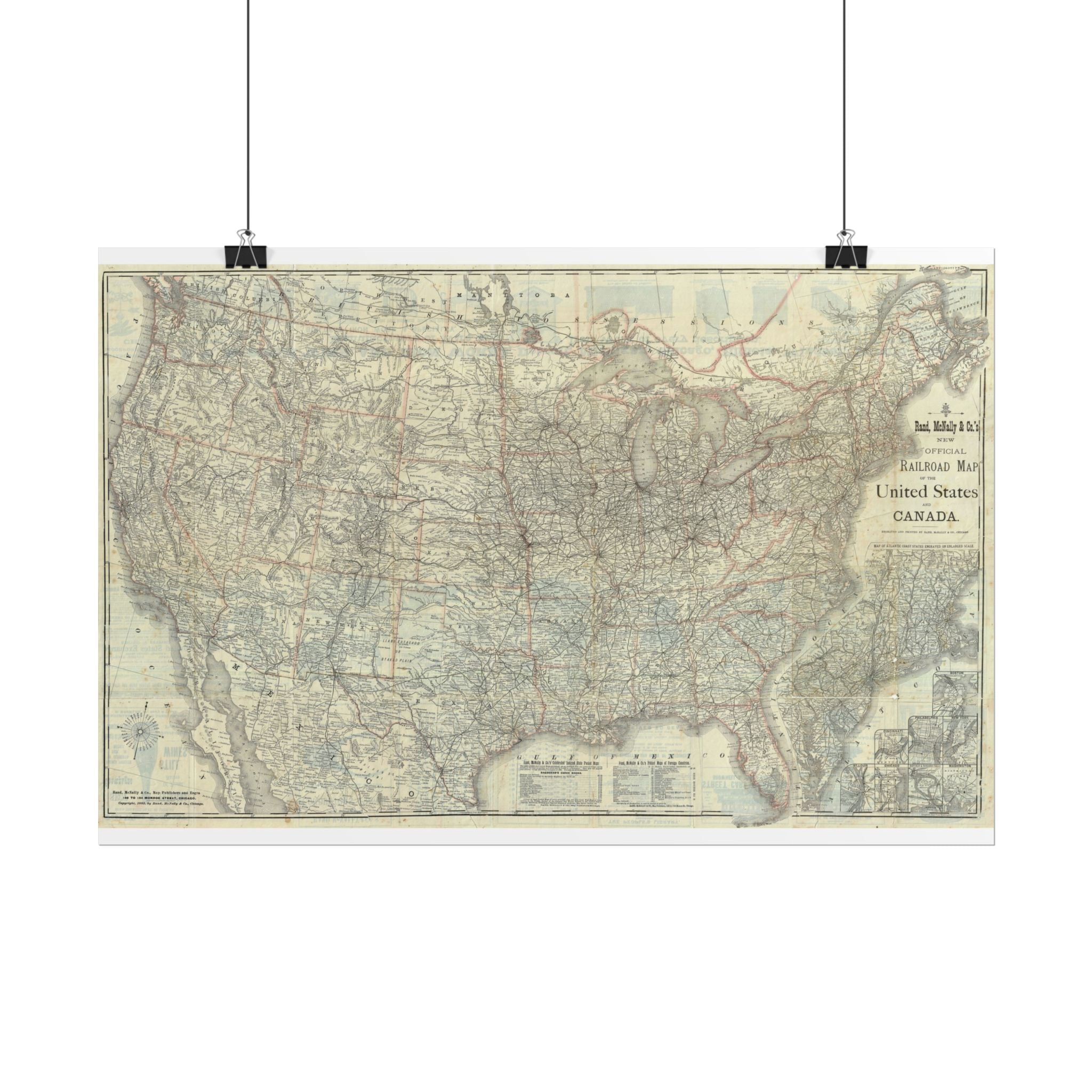 United States of America Historic Map (c. 1883) Rolled Poster | Vintage Map Wall Art