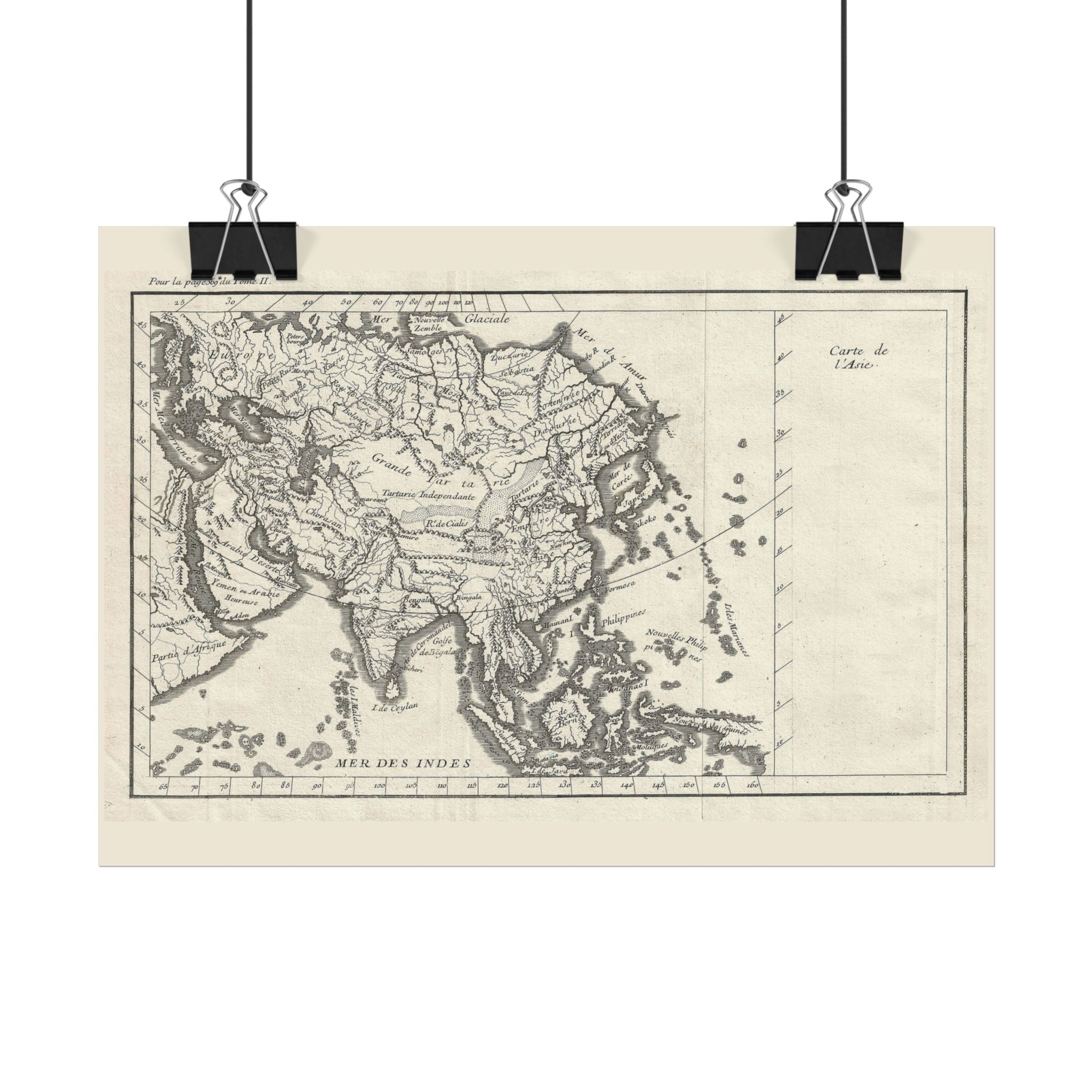 Asia Historic World Map (c. 1790) Rolled Poster | Antique State Map Wall Art
