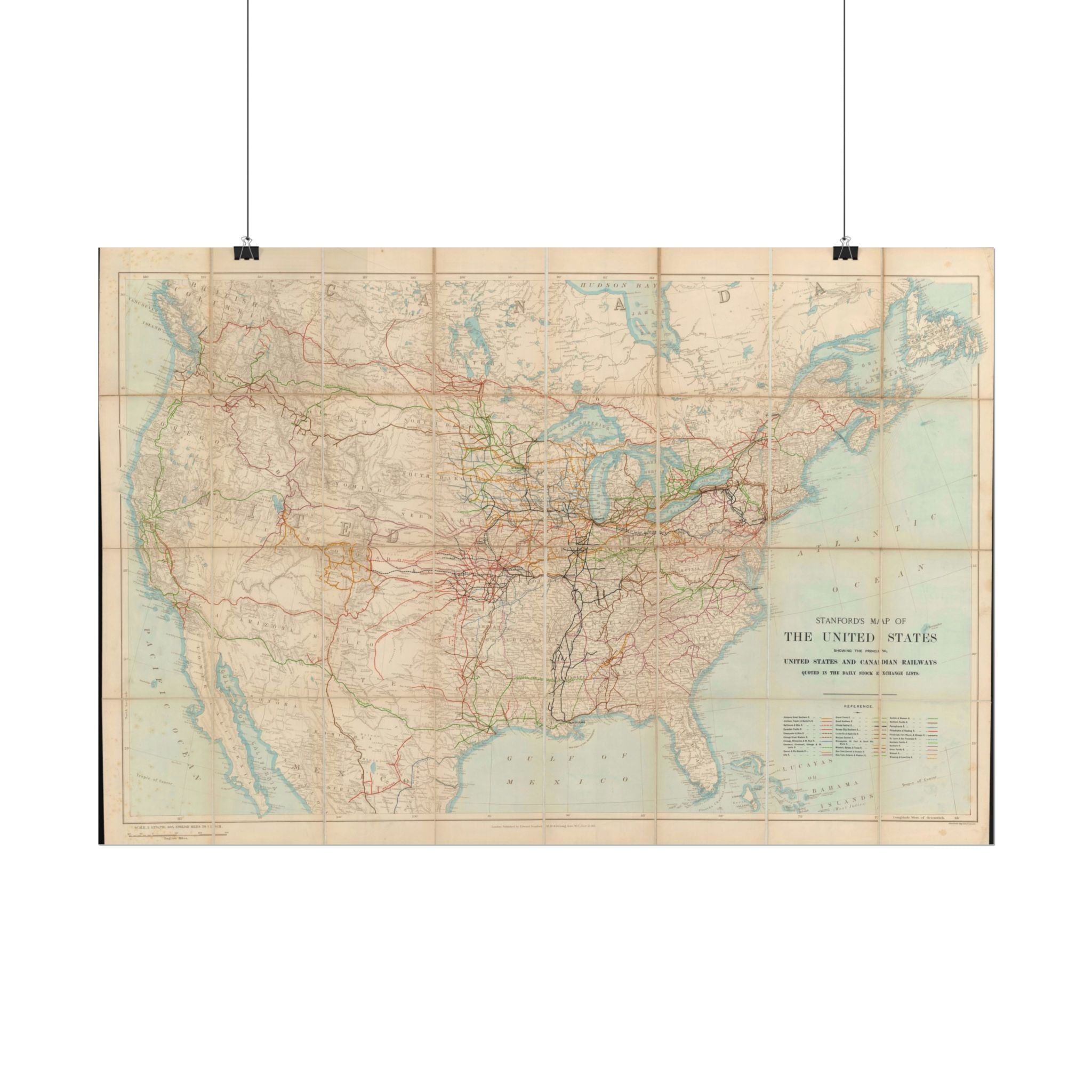 United States of America Historic Railroad Map (c. 1901) Rolled Poster | Vintage Map Wall Art