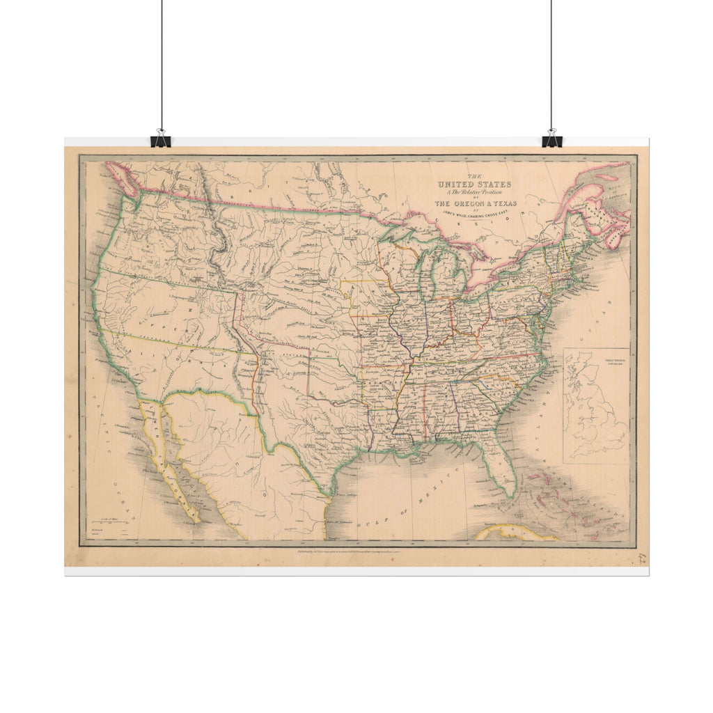 United States of America Historic Map (c. 1850) Rolled Poster | Vintage Map Wall Art