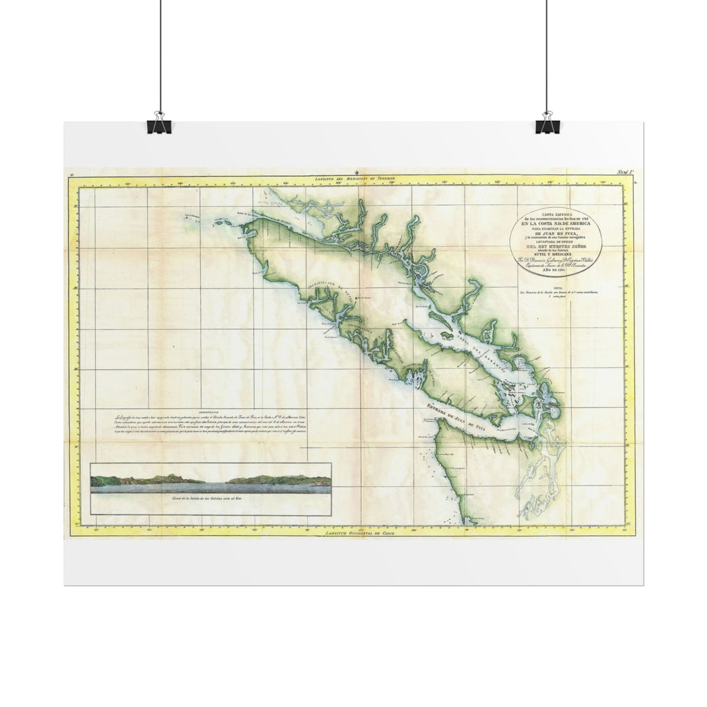 Vancouver, Canada Historic Map (c. 1795) Rolled Poster | Antique City Map Wall Art