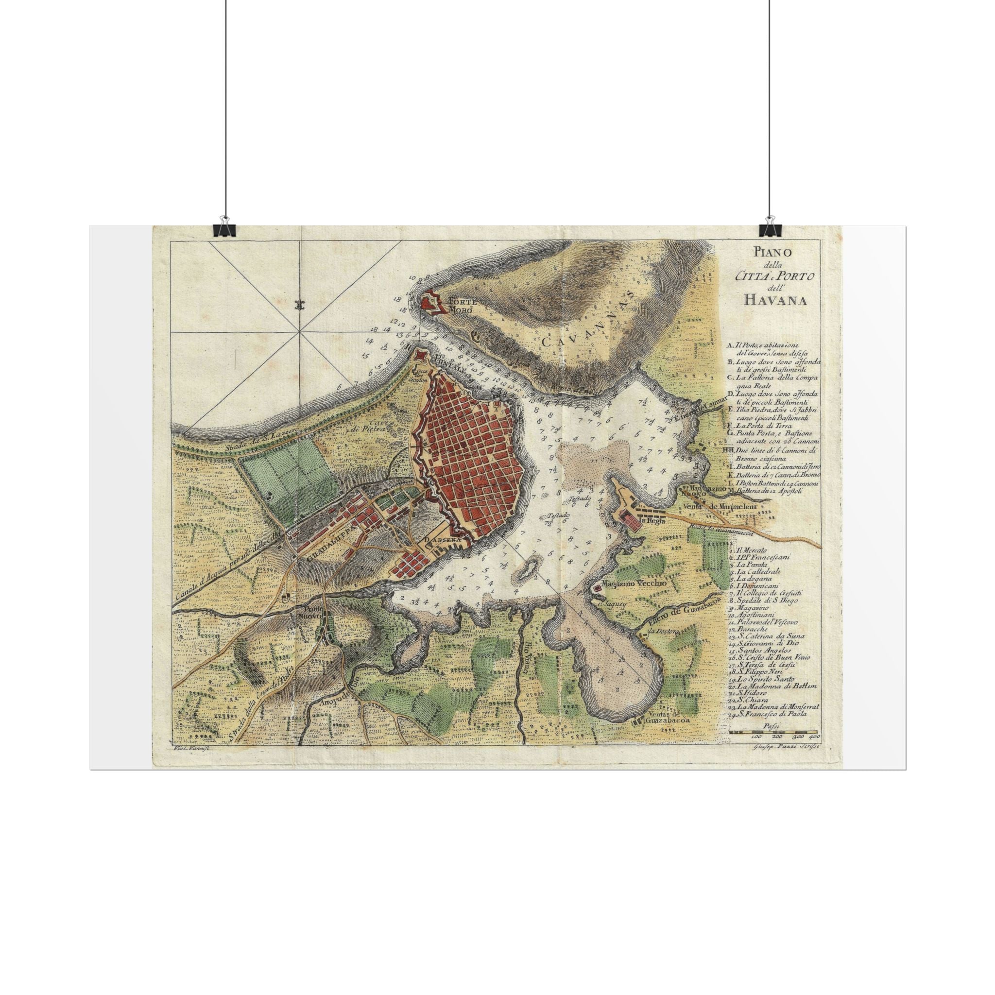 Havana, Cuba Historic City Map (c. 1763) Rolled Poster | Vintage Map Wall Art