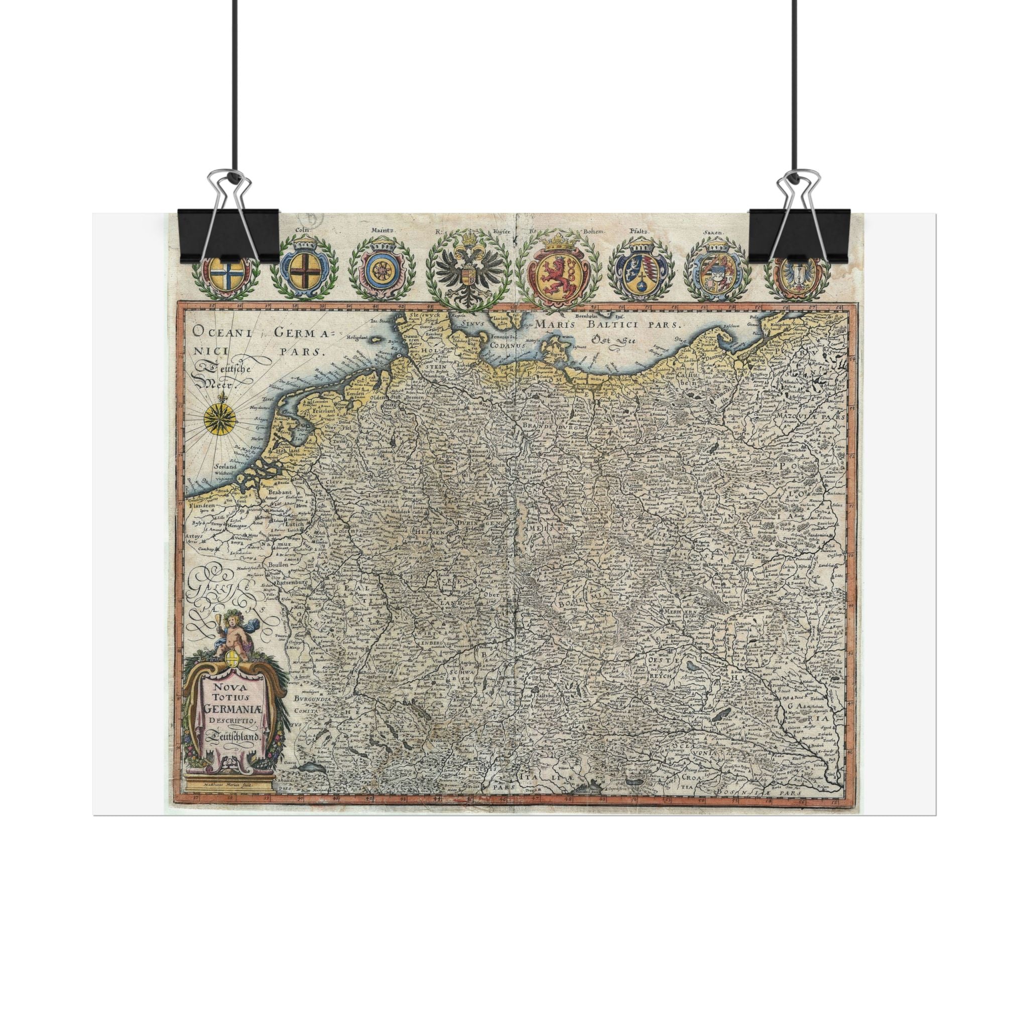 Germania Historic Map (c.1649) Rolled Poster | Vintage Map Wall Art