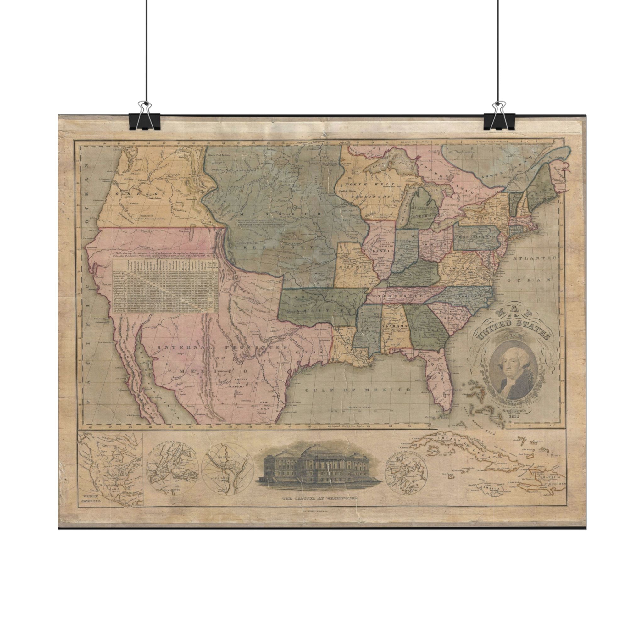 United States of America Historic Map (c. 1831) Rolled Poster | Vintage Map Wall Art