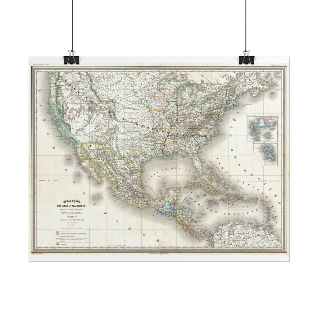 United States of America Historic Map (c. 1858) Rolled Poster | Vintage Map Wall Art