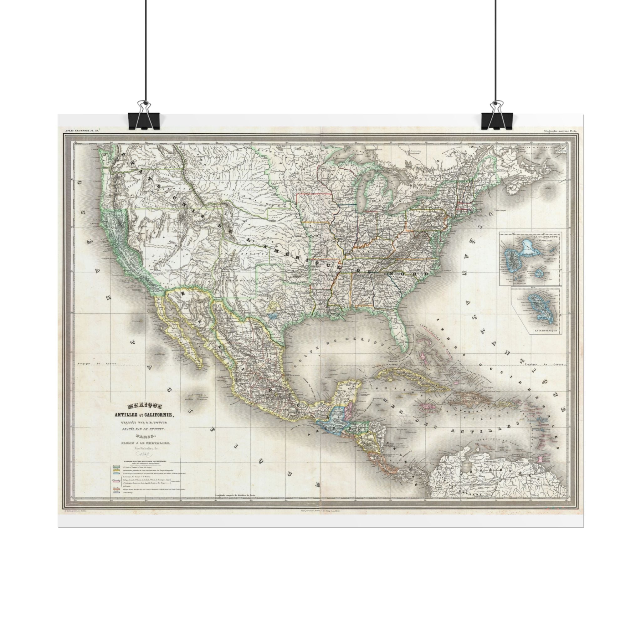 United States of America Historic Map (c. 1858) Rolled Poster | Vintage Map Wall Art