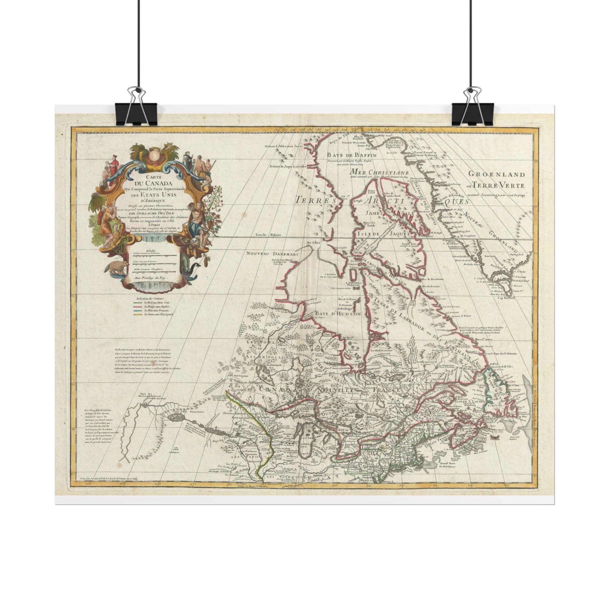 United States of America & Canada Historic Map (c. 1783) Rolled Poster | Vintage Map Wall Art