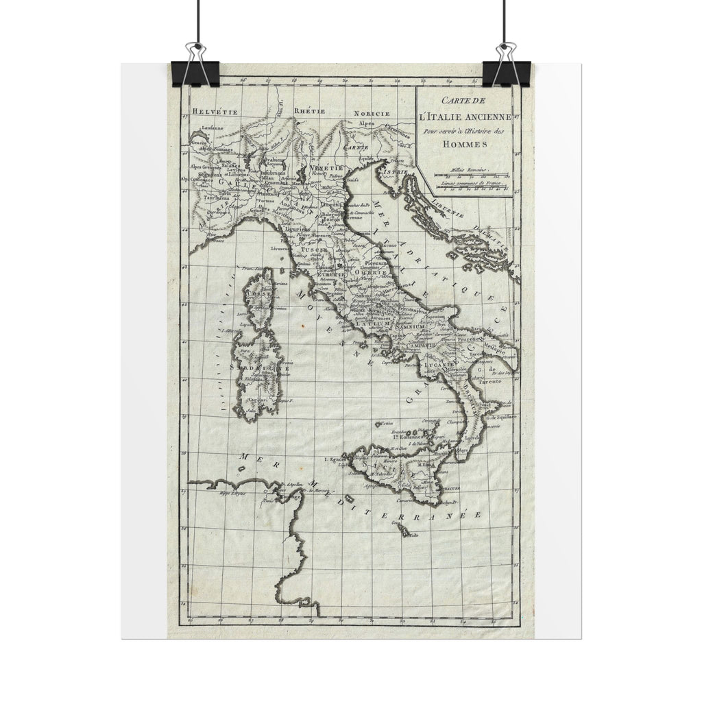 Italy Historic Map (c. 1770) Rolled Poster | Vintage Map Wall Art