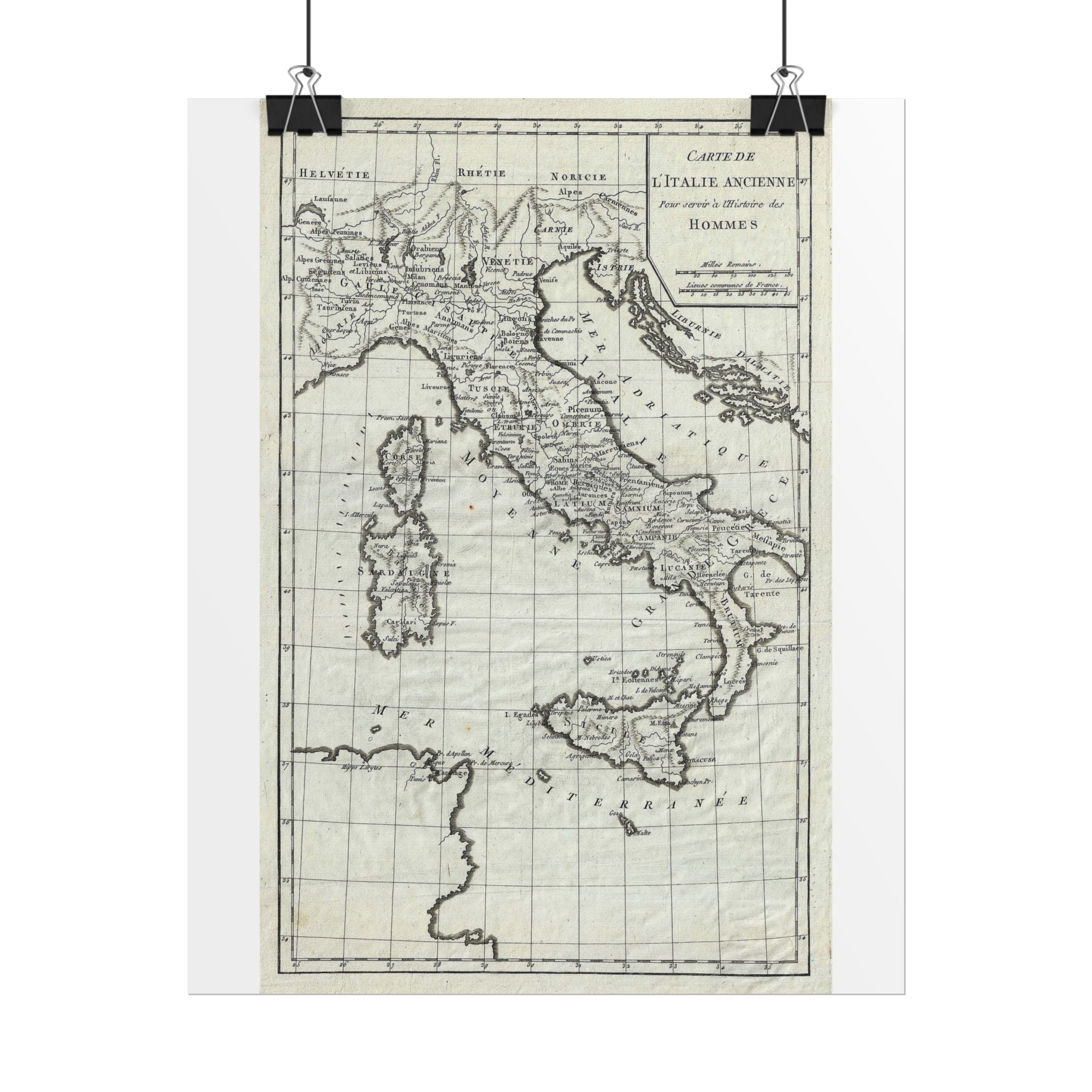 Italy Historic Map (c. 1770) Rolled Poster | Vintage Map Wall Art