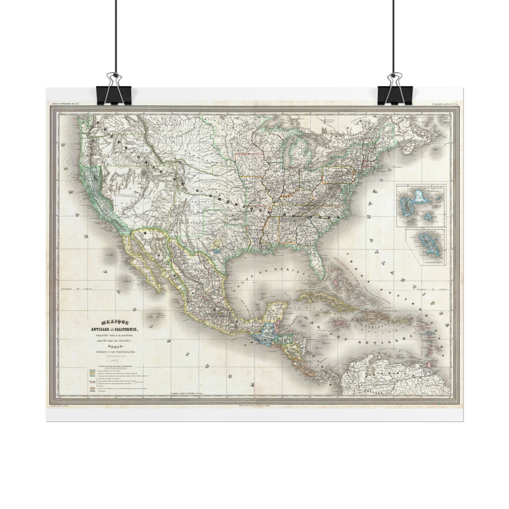 United States of America Historic Map (c. 1858) Rolled Poster | Vintage Map Wall Art