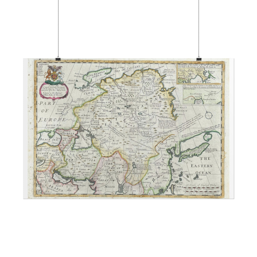 Tartary and China Historic Map (c.1712) Rolled Poster | Vintage Map Wall Art