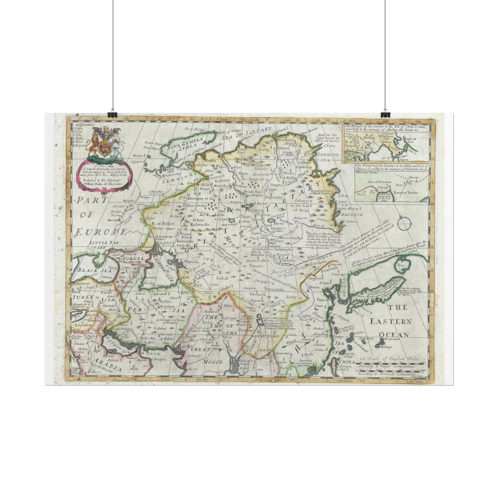 Tartary and China Historic Map (c.1712) Rolled Poster | Vintage Map Wall Art