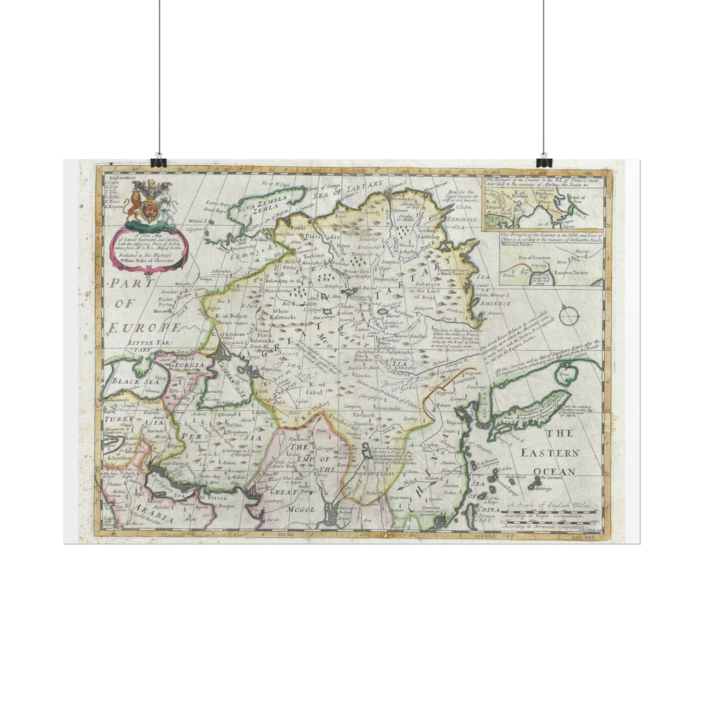 Tartary and China Historic Map (c.1712) Rolled Poster | Vintage Map Wall Art
