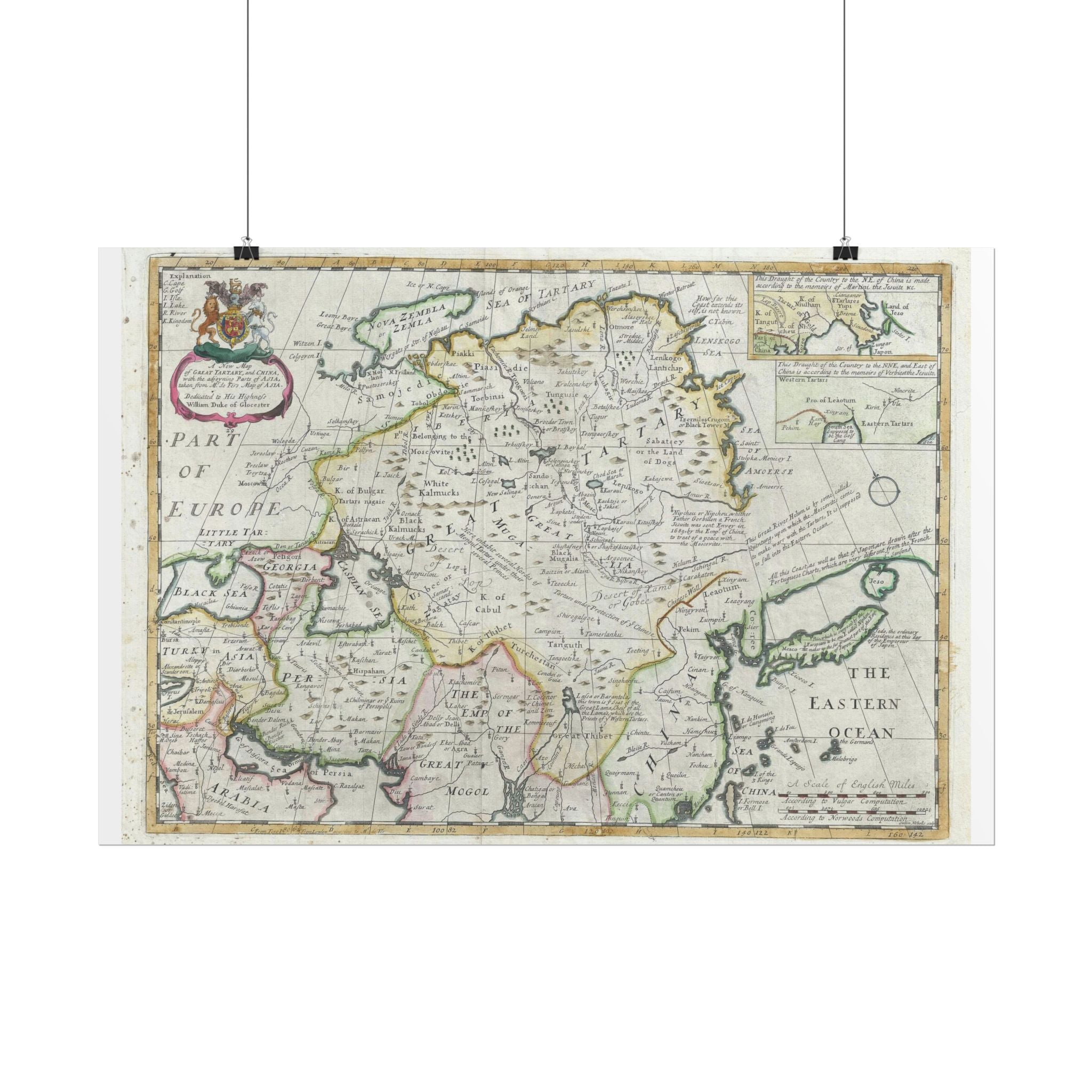 Tartary and China Historic Map (c.1712) Rolled Poster | Vintage Map Wall Art
