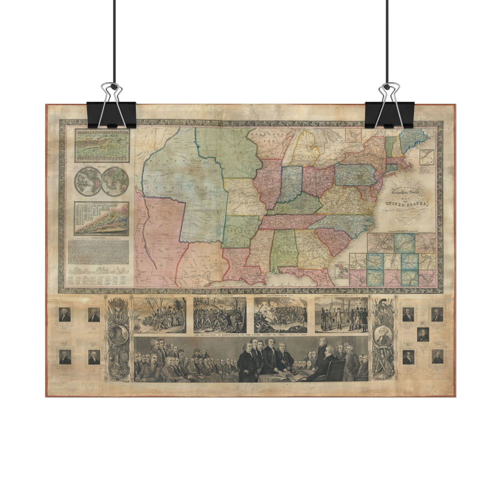 United States of America Historic Map (c. 1841) Rolled Poster | Vintage Map Wall Art