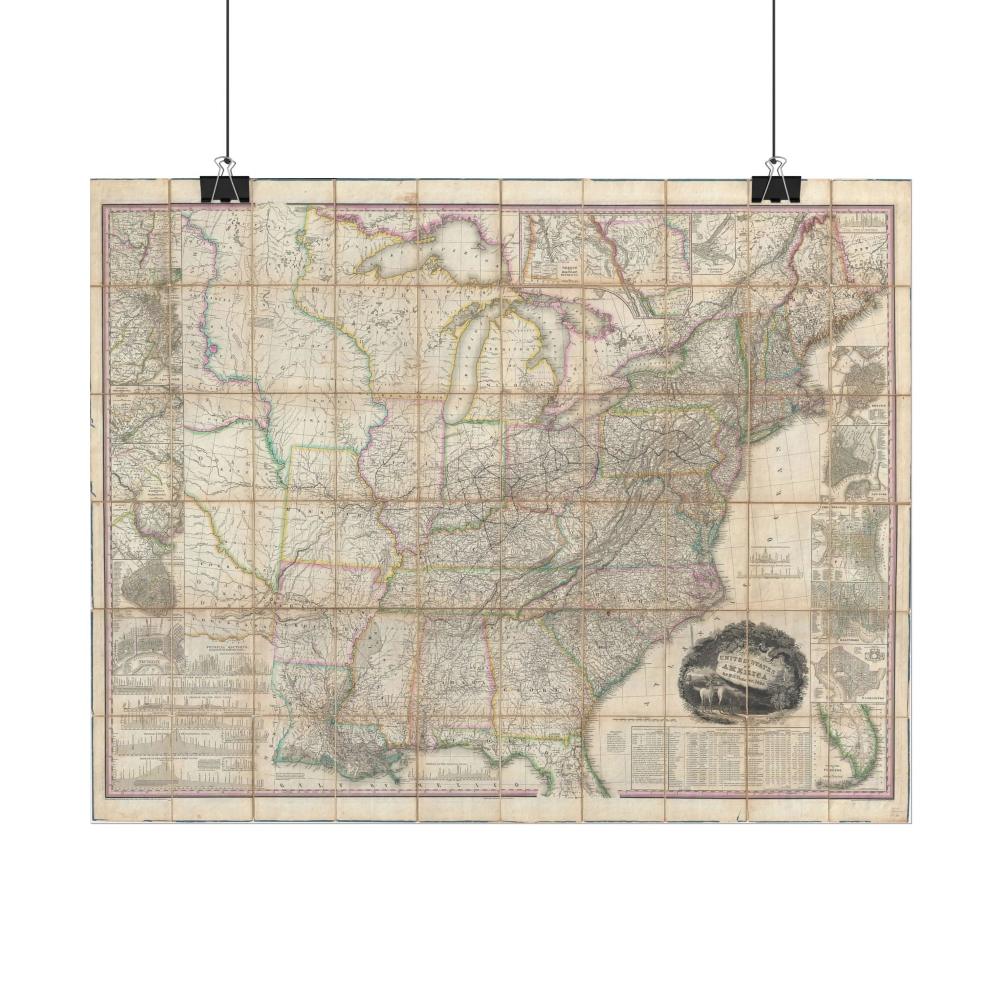 United States of America Historic Map (c. 1829) Rolled Poster | Vintage Map Wall Art