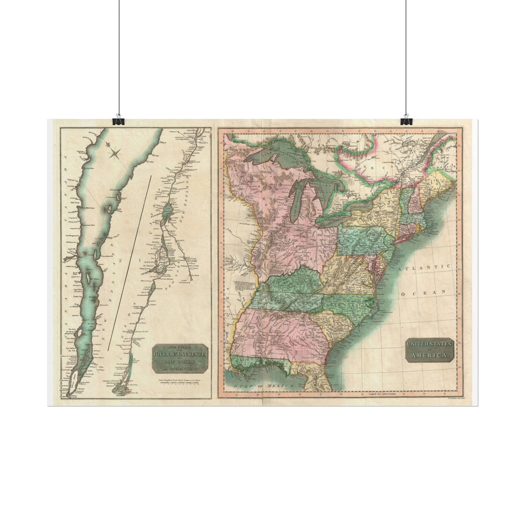 United States of America Historic Map (c. 1814) Rolled Poster | Vintage Map Wall Art