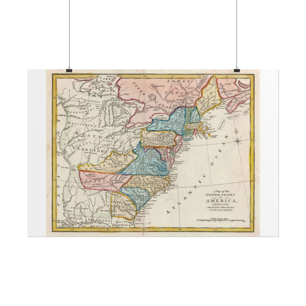 United States of America Historic Map (c. 1817) Rolled Poster | Vintage Map Wall Art