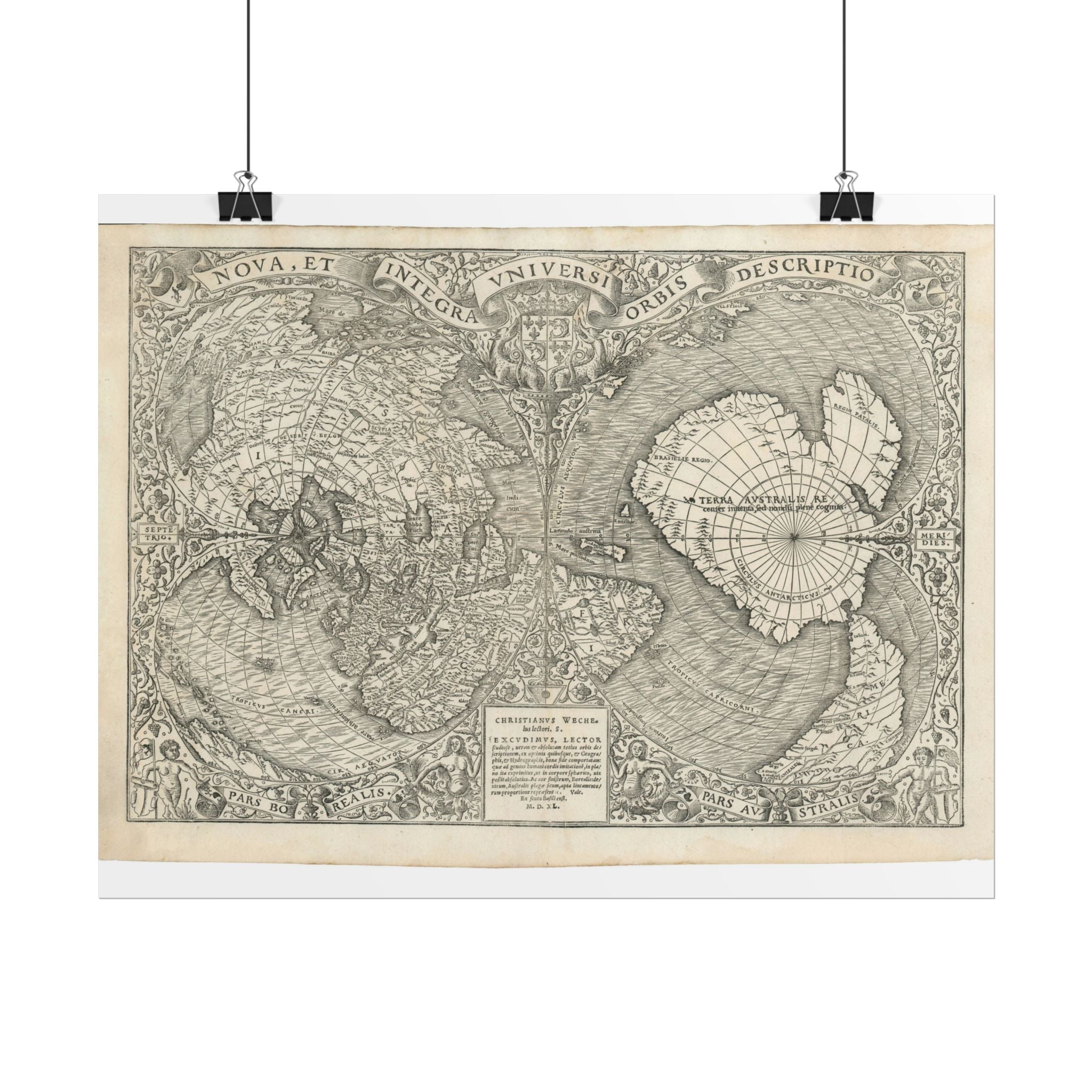 World Atlas Historic Map (c. 1540) Rolled Poster | Vintage Map Wall Art