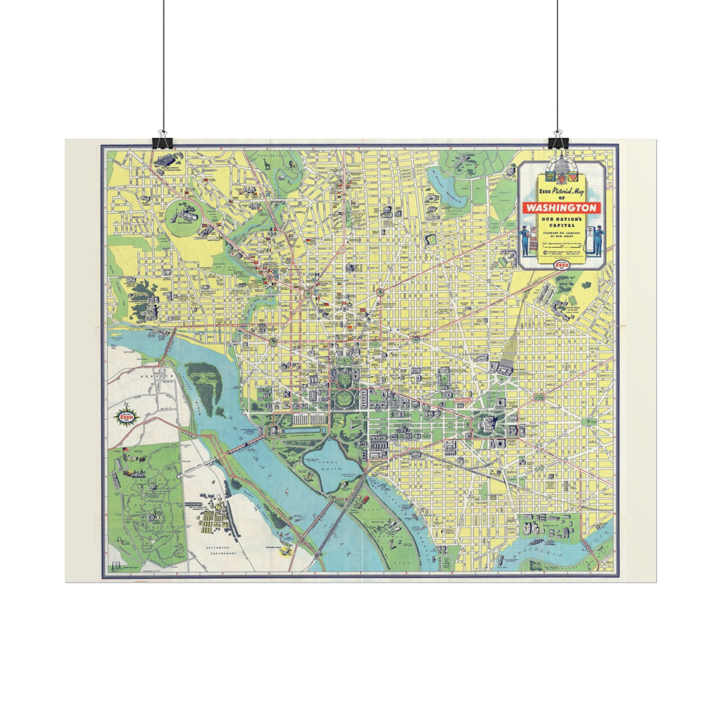 Washington DC (c. 1941) Historic City Map Rolled Poster | Vintage Map Wall Art