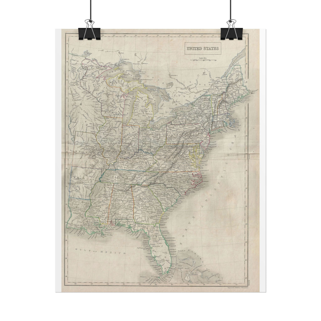 United States of America Historic Map (c. 1840) Rolled Poster | Vintage Map Wall Art