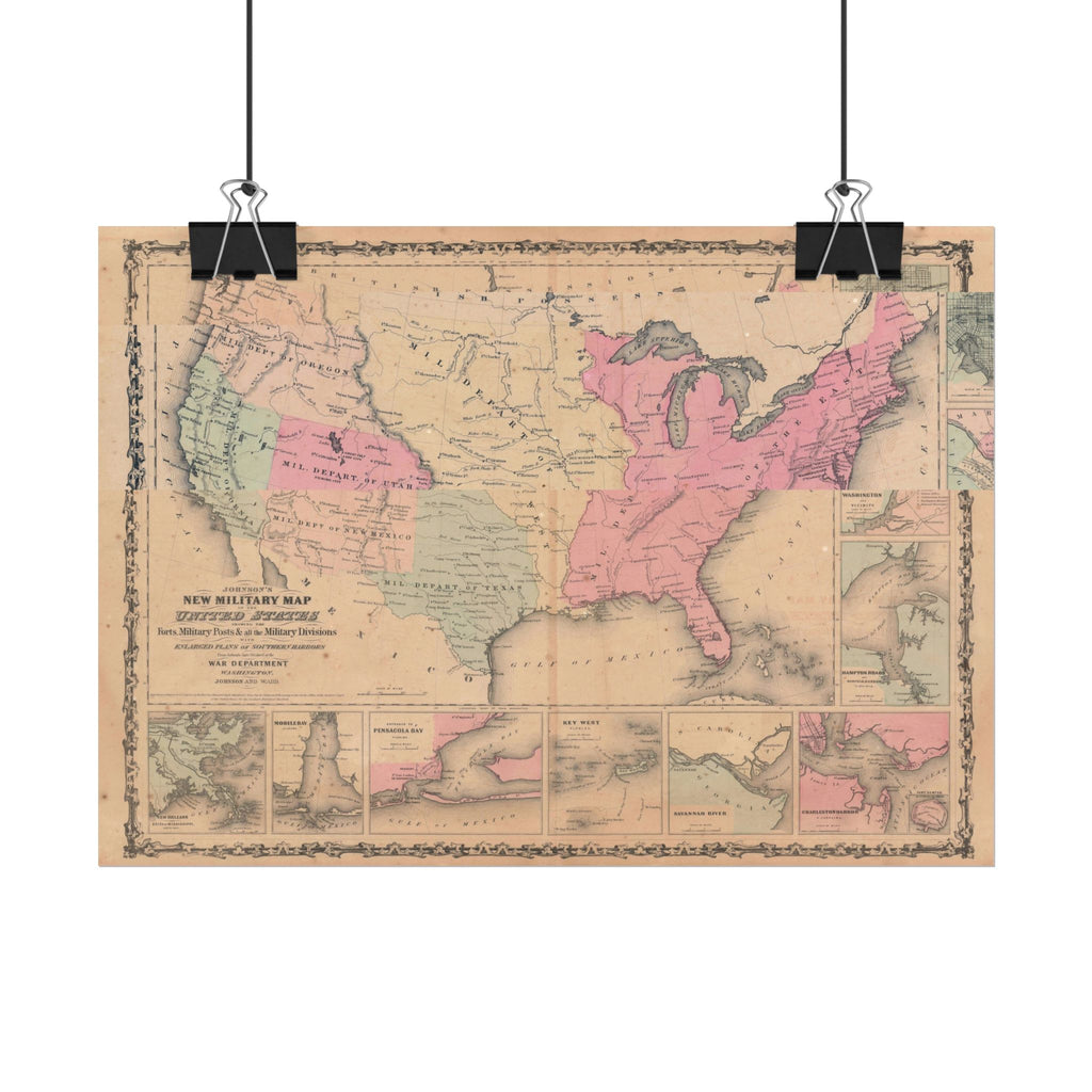United States of America Historic Military Map (c. 1862) Rolled Poster | Vintage Map Wall Art