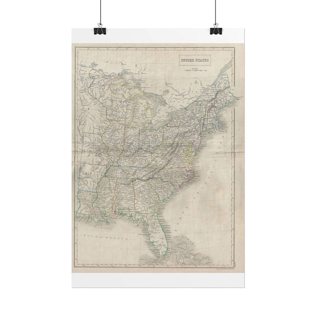 United States of America Historic Map (c. 1840) Rolled Poster | Vintage Map Wall Art