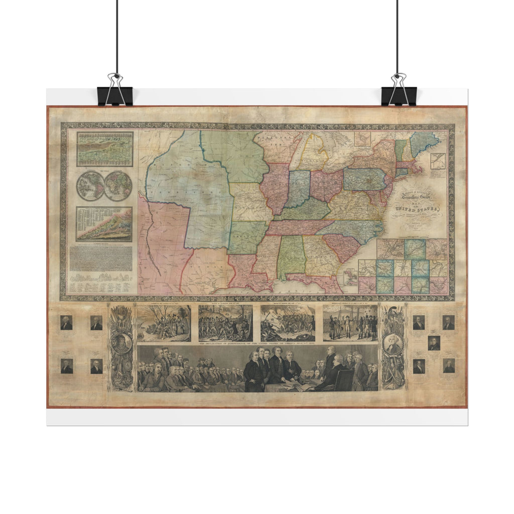 United States of America Historic Map (c. 1841) Rolled Poster | Vintage Map Wall Art