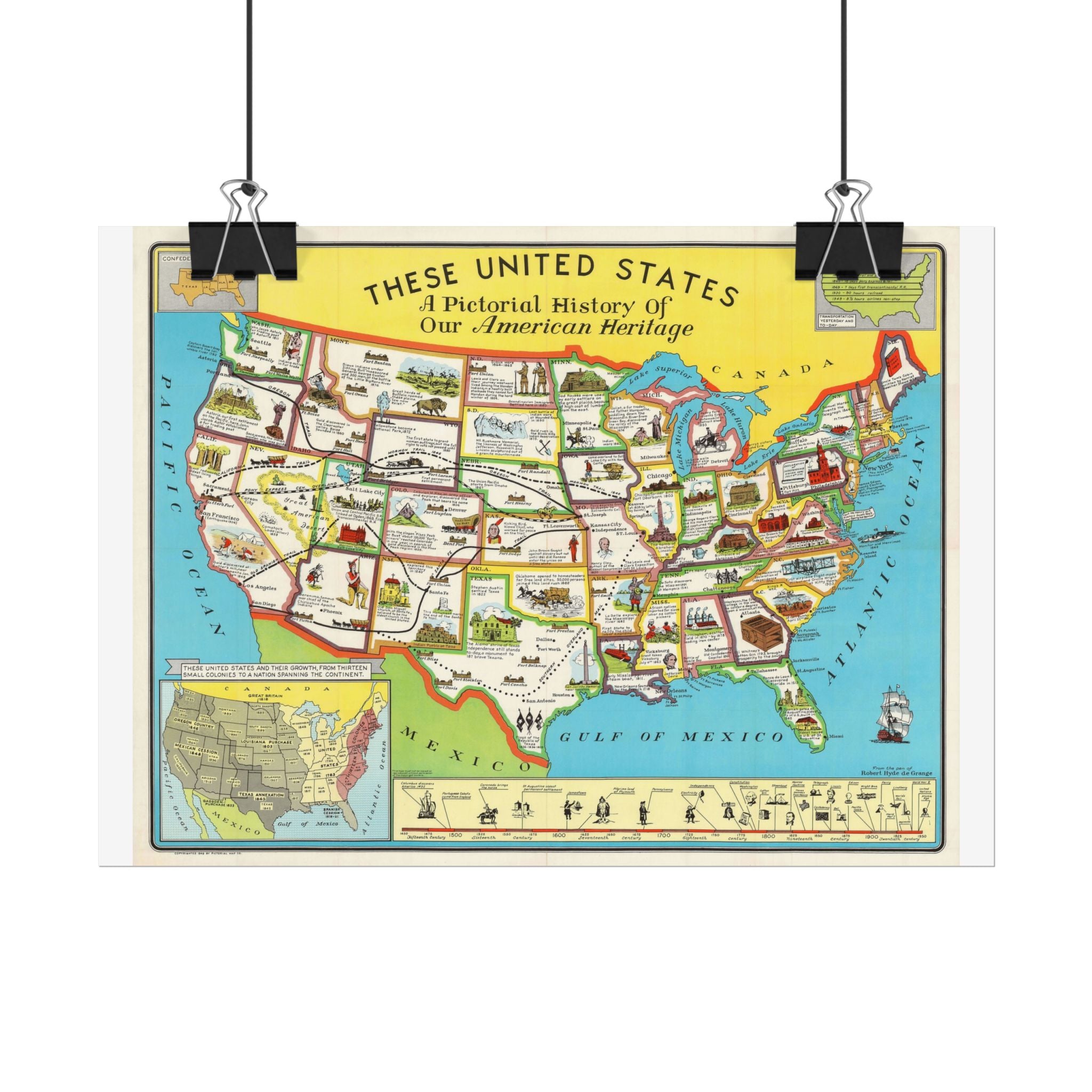 United States of America Historic Map (c. 1949) Rolled Poster | Vintage Map Wall Art