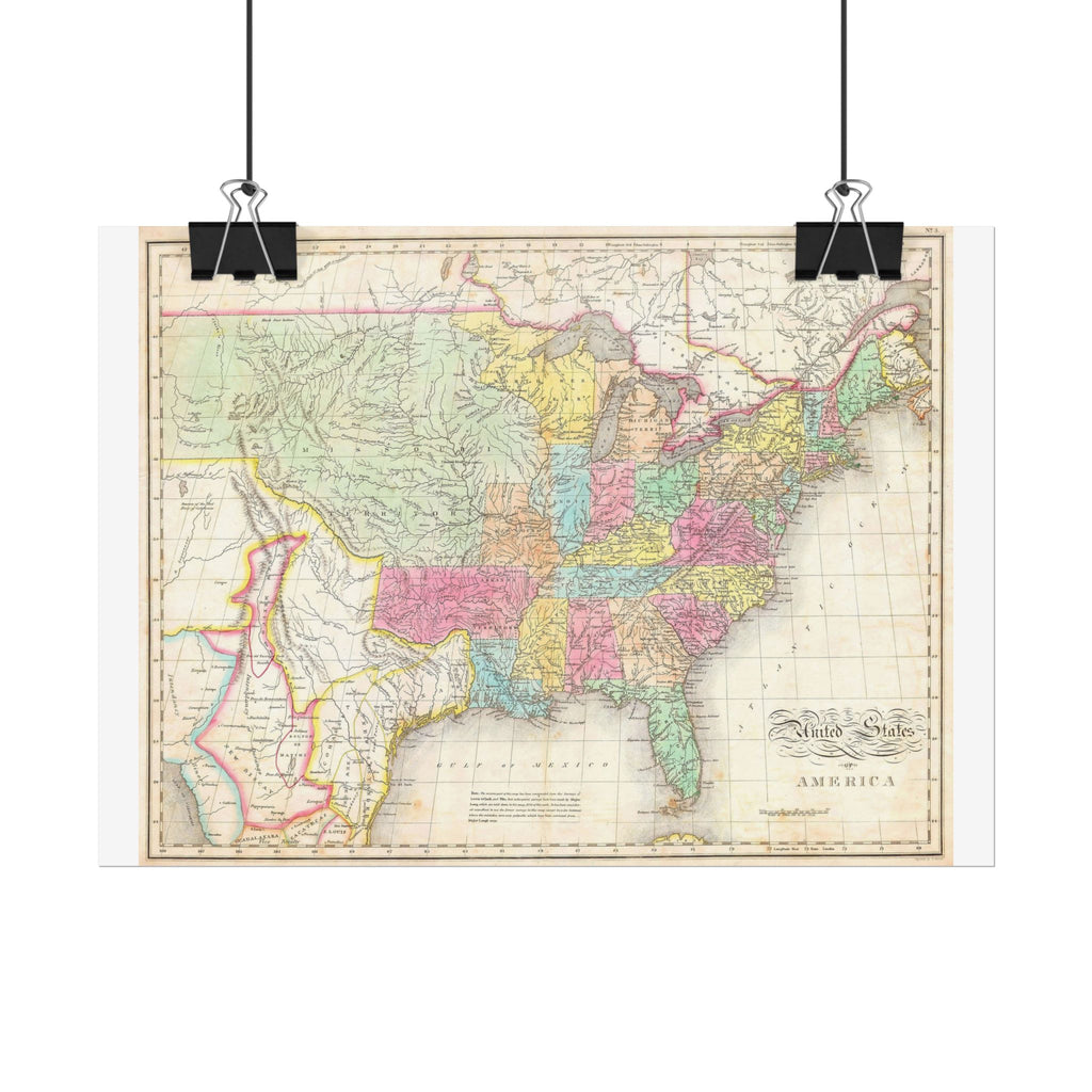 United States of America Historic Map (c. 1823) Rolled Poster | Vintage Map Wall Art