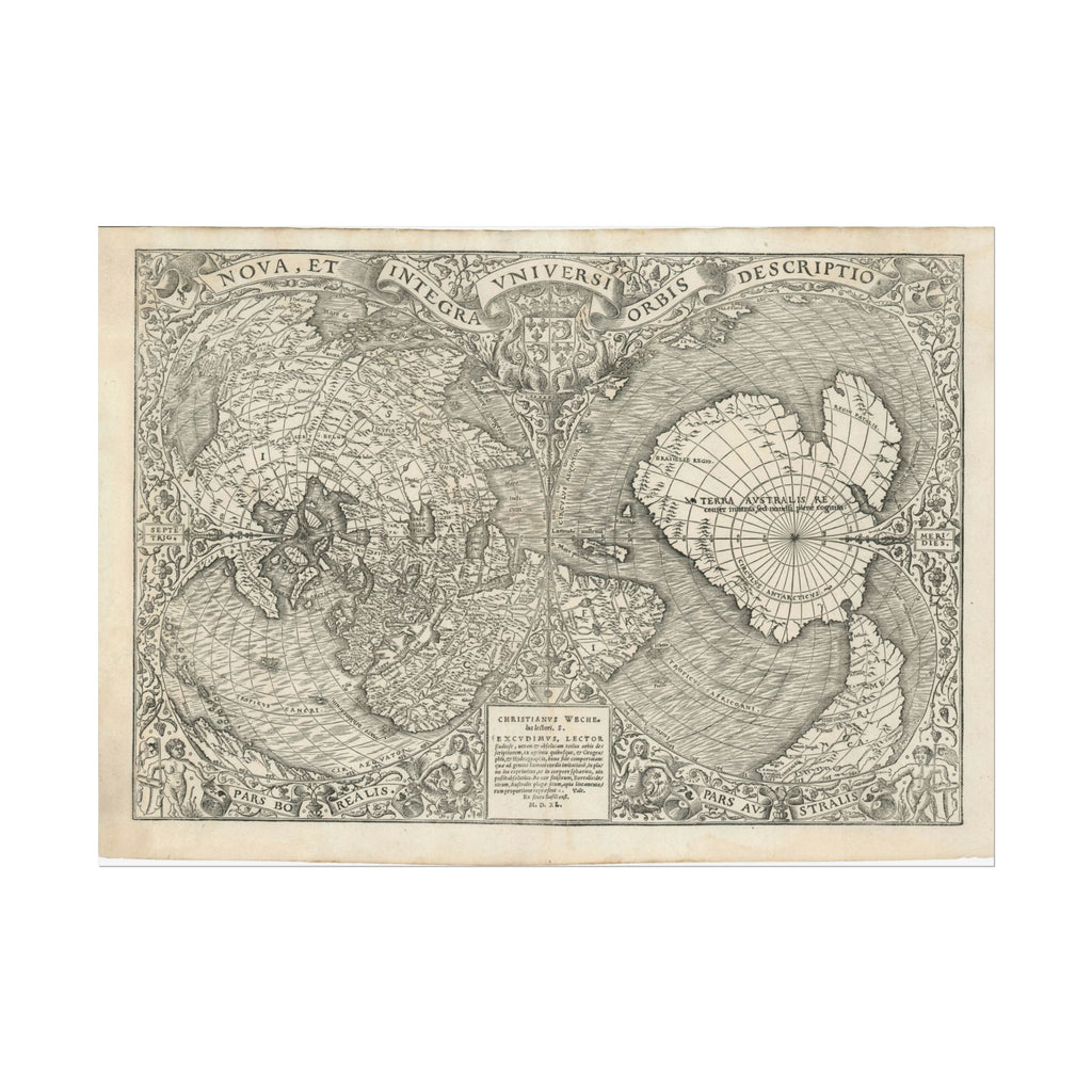 World Atlas Historic Map (c. 1540) Rolled Poster | Vintage Map Wall Art