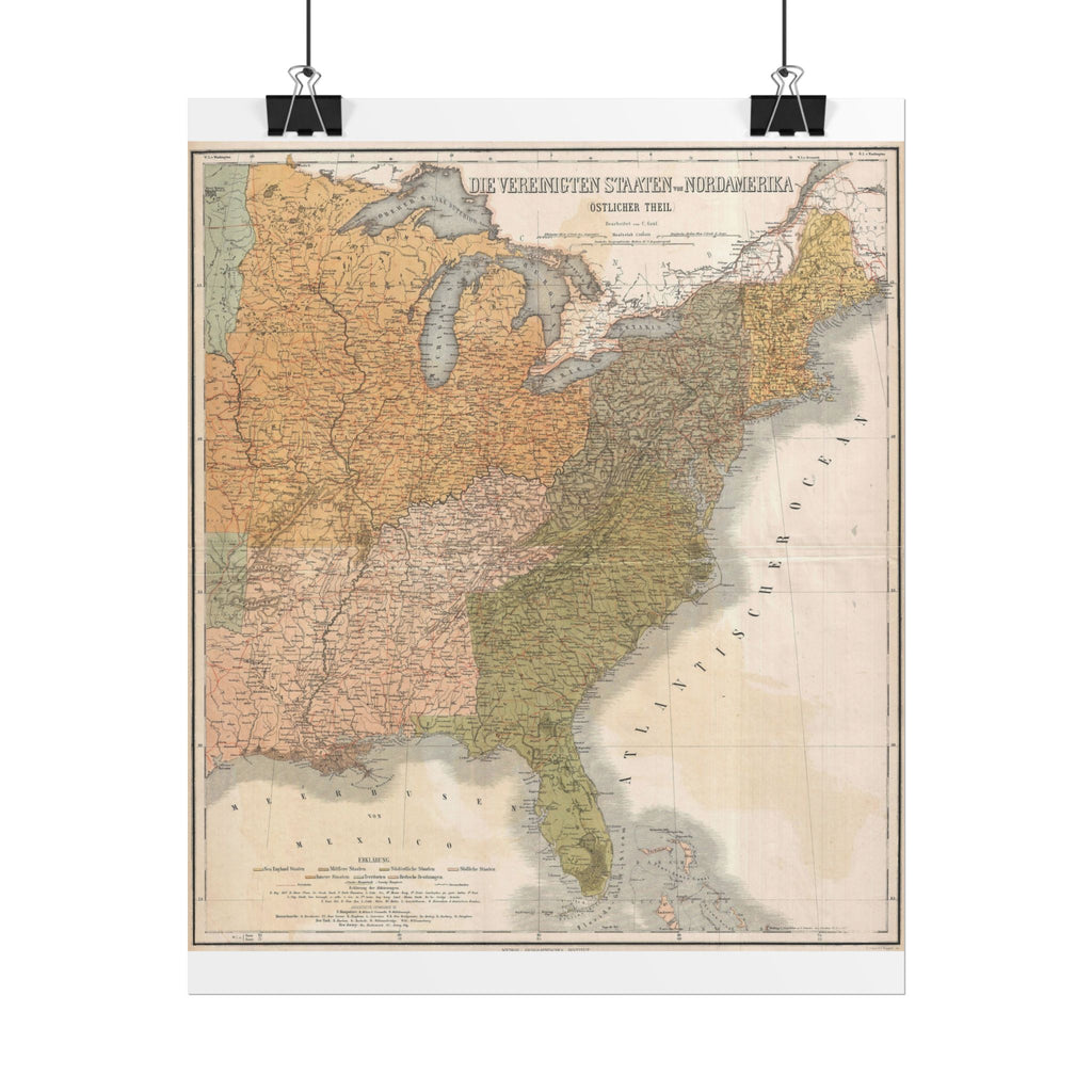 United States of America Historic Map (c. 1886) Rolled Poster | Vintage Map Wall Art