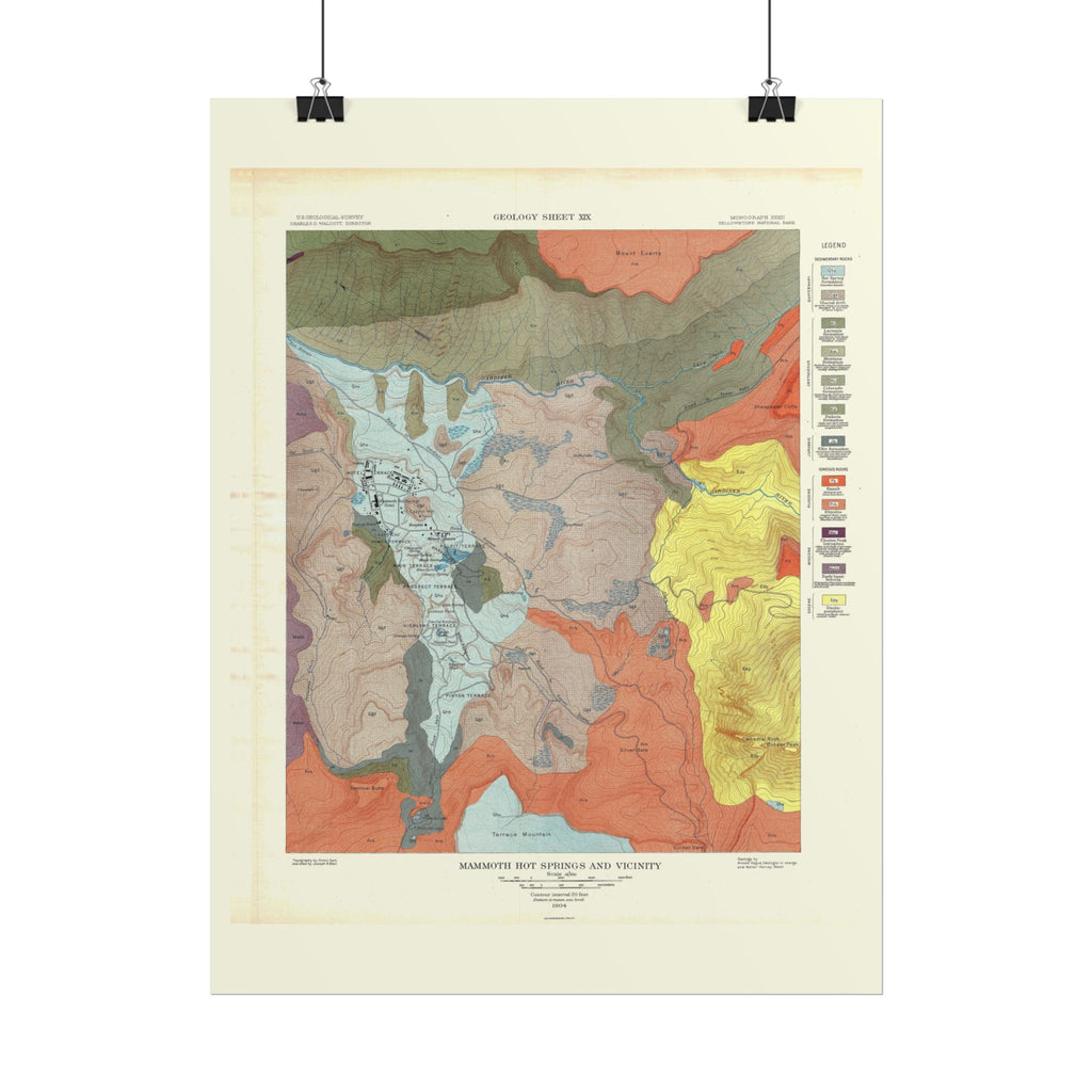 Yellowstone Geologic Survey (c. 1904) Historic Map Rolled Poster | Vintage Map Wall Art