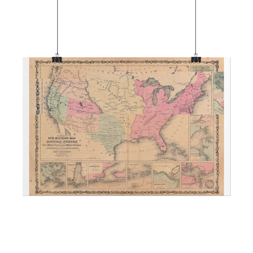 United States of America Historic Military Map (c. 1862) Rolled Poster | Vintage Map Wall Art