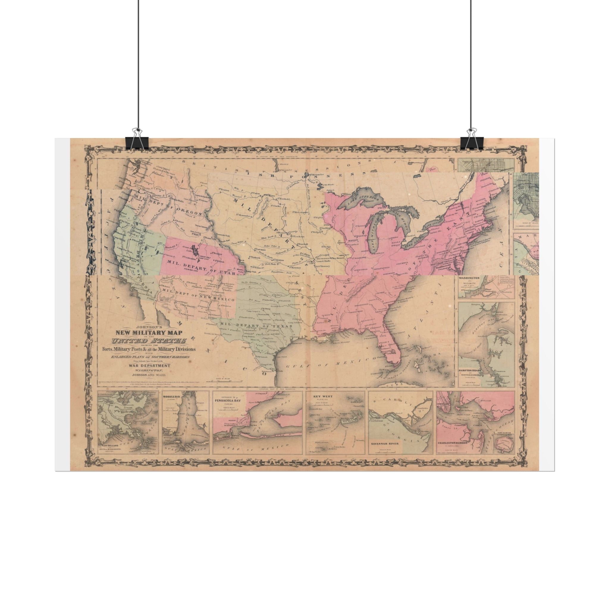United States of America Historic Military Map (c. 1862) Rolled Poster | Vintage Map Wall Art
