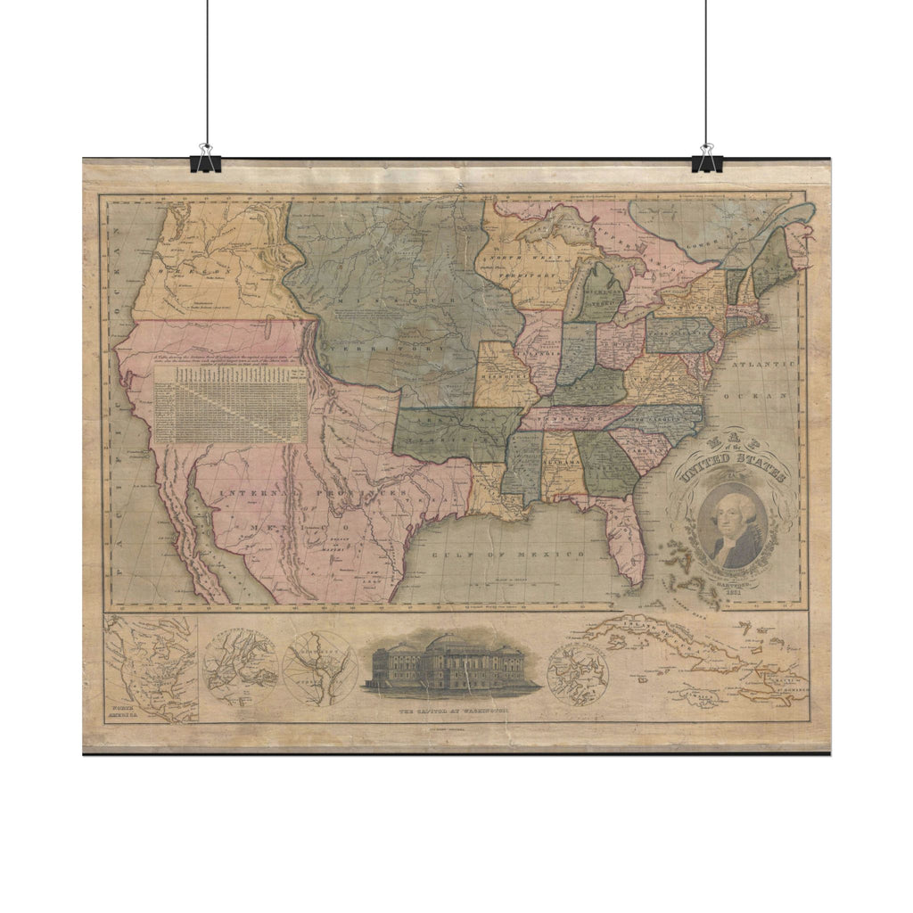 United States of America Historic Map (c. 1831) Rolled Poster | Vintage Map Wall Art