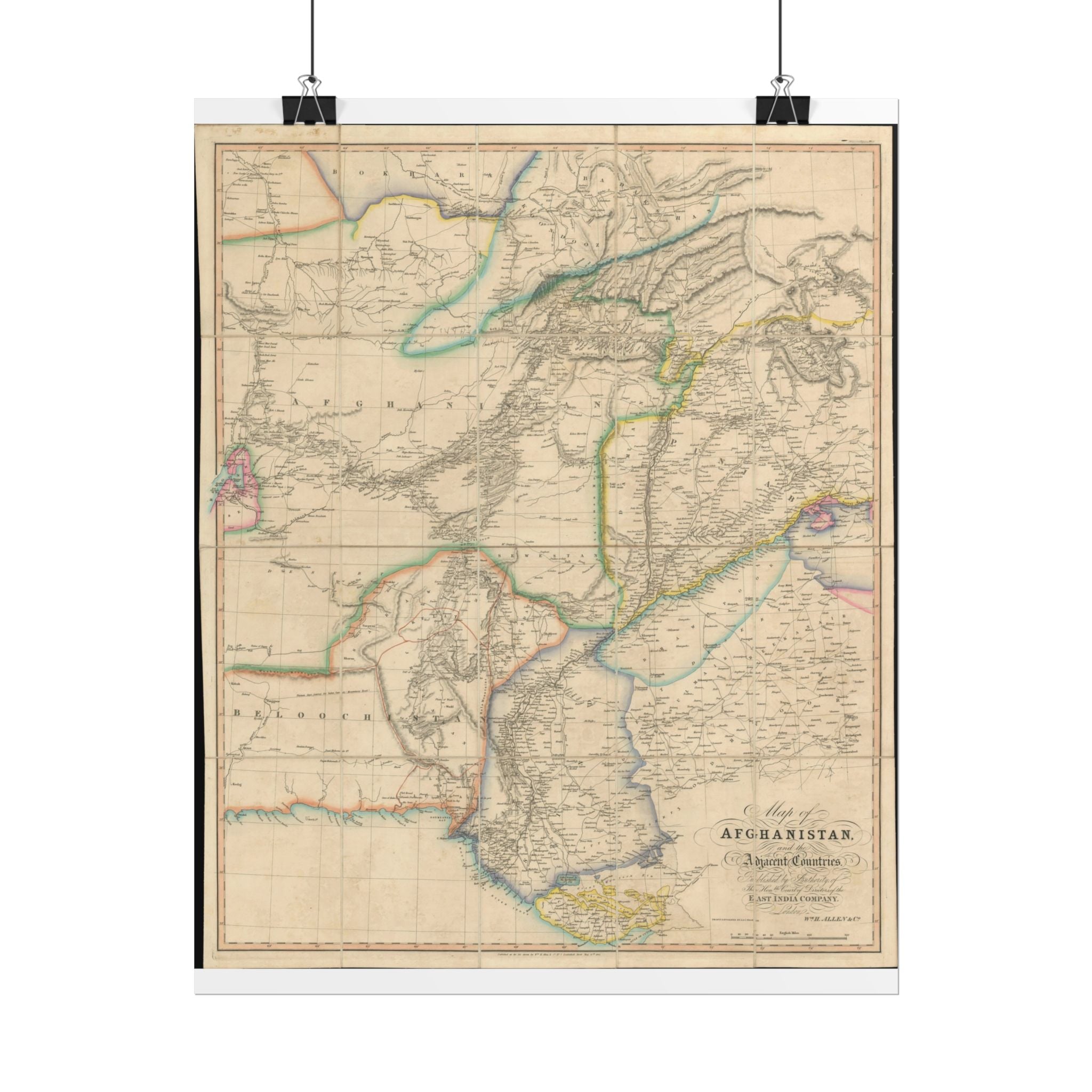 Afghanistan Antique Map (c. 1842) Rolled Poster | Vintage World Map Print