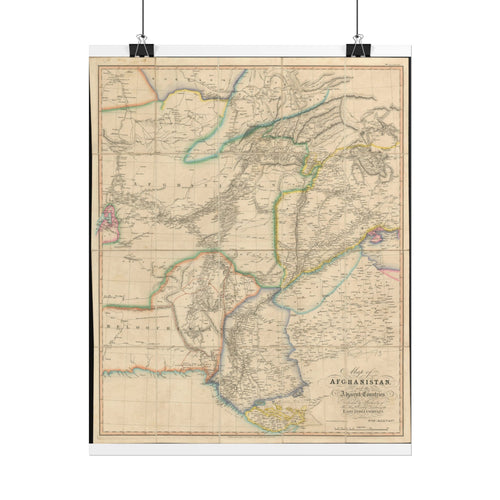 Afghanistan Antique Map (c. 1842) Rolled Poster | Vintage World Map Print