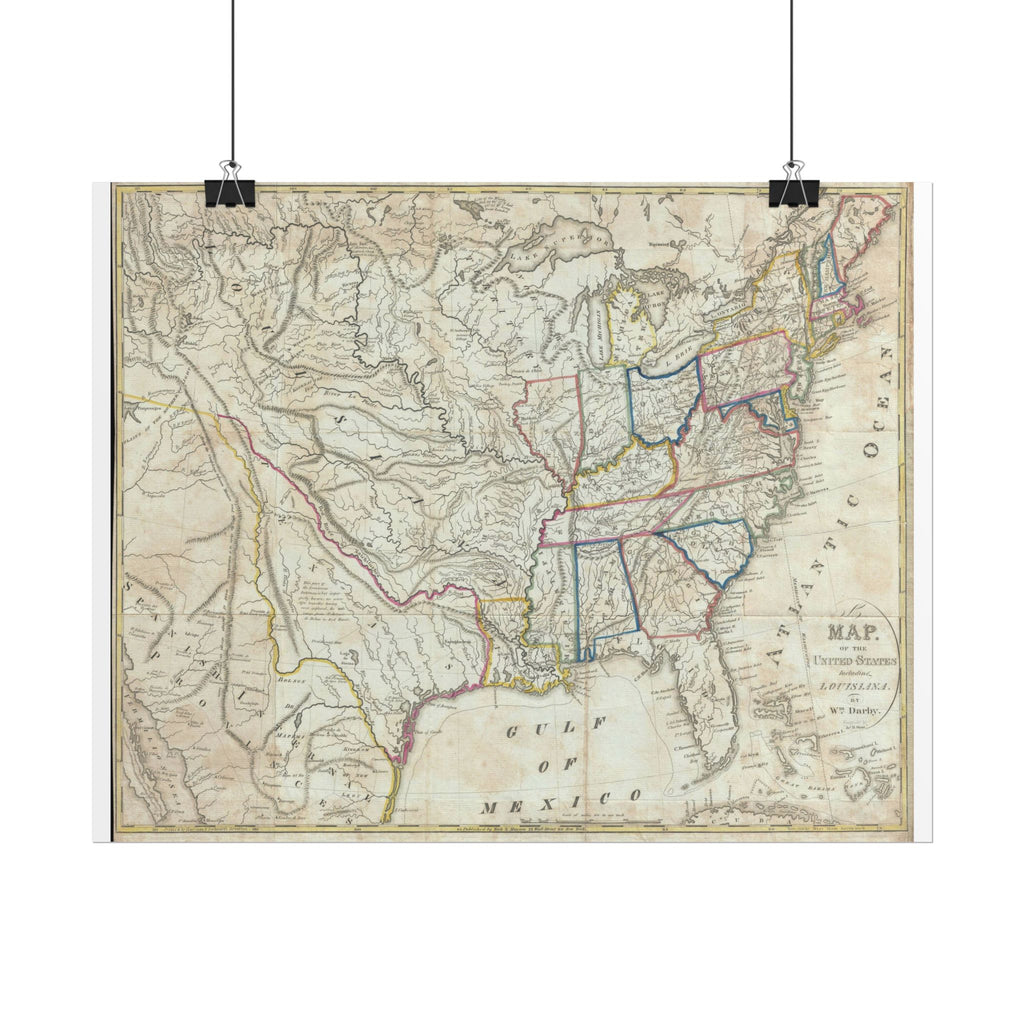 United States of America Historic Map (c. 1818) Rolled Poster | Vintage Map Wall Art