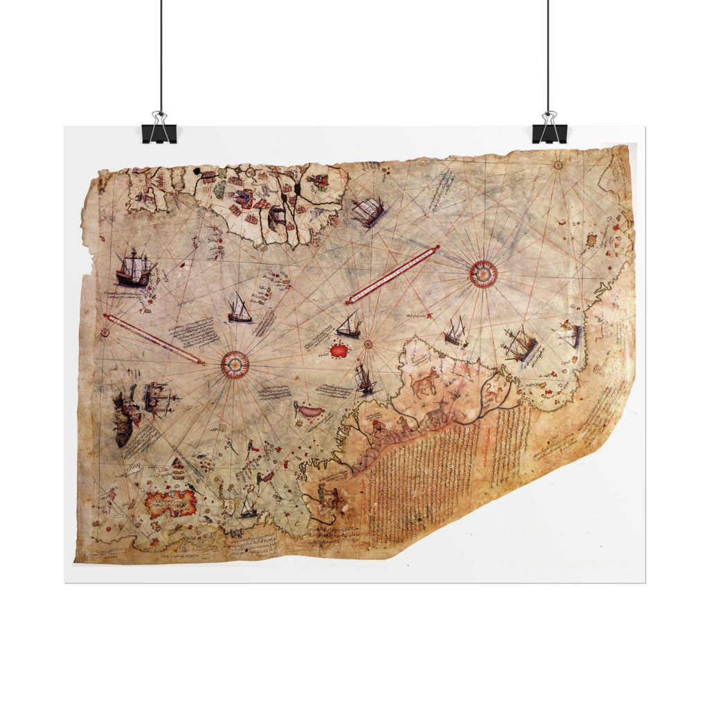 Piri Reis World Map (c. 1513) Rolled Posters | Antique Ottoman Map Print