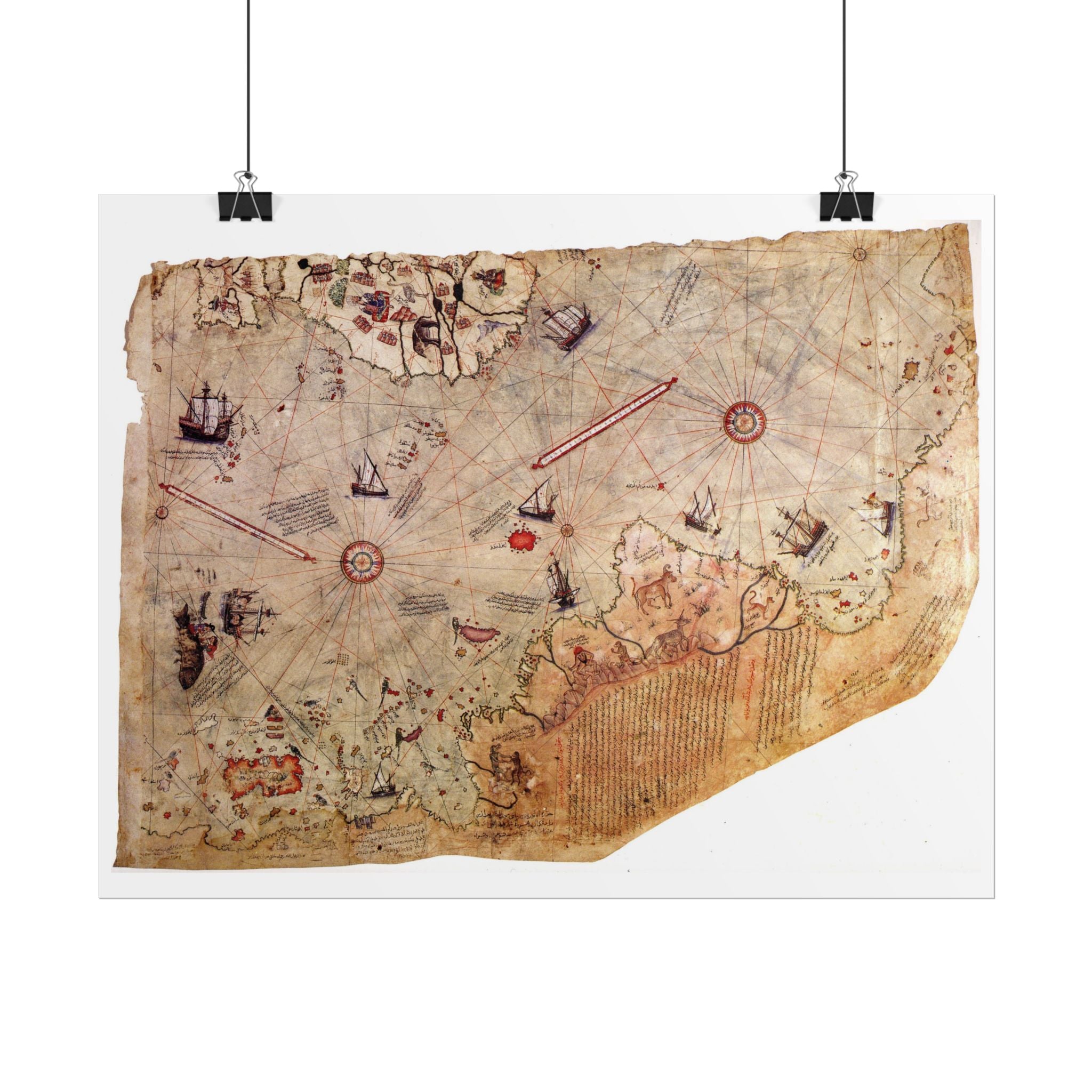 Piri Reis World Map (c. 1513) Rolled Posters | Antique Ottoman Map Print