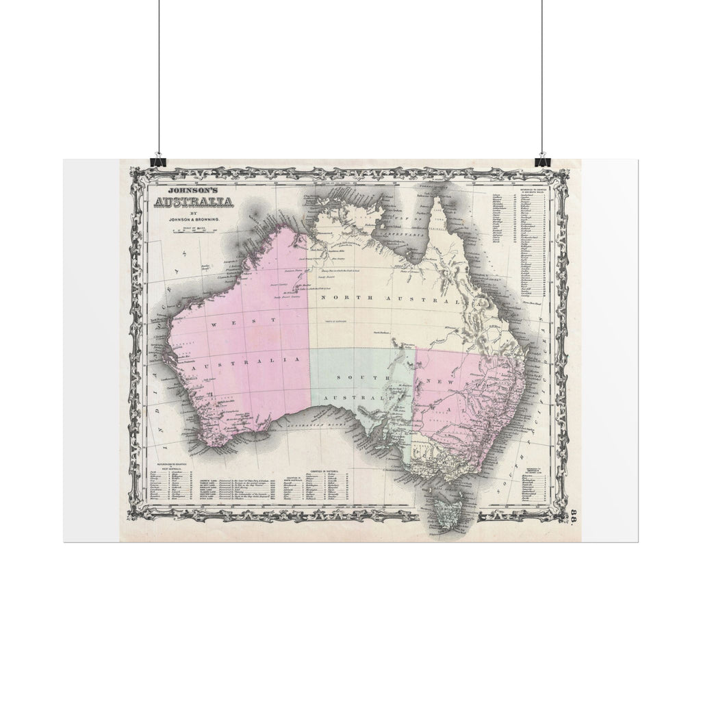Australia Historic Map (c. 1861) Rolled Poster | Vintage Map Wall Art