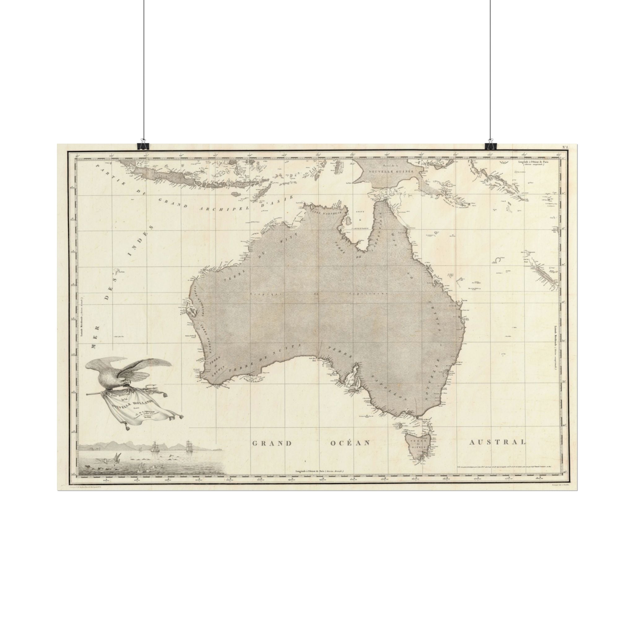 Australia Historic Map (c. 1811) Rolled Poster | Vintage Map Wall Art