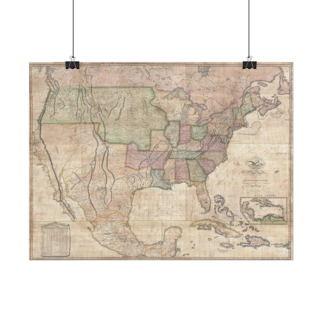 United States of America Historic Map (c. 1822) Rolled Poster | Vintage Map Wall Art