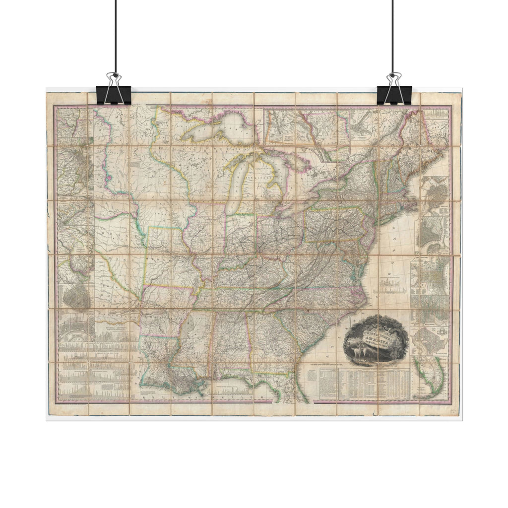 United States of America Historic Map (c. 1829) Rolled Poster | Vintage Map Wall Art